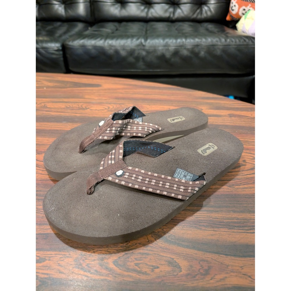 Teva Mush Brown Fabric Strap Flip Flops Mens Size 11 Sandals 6110